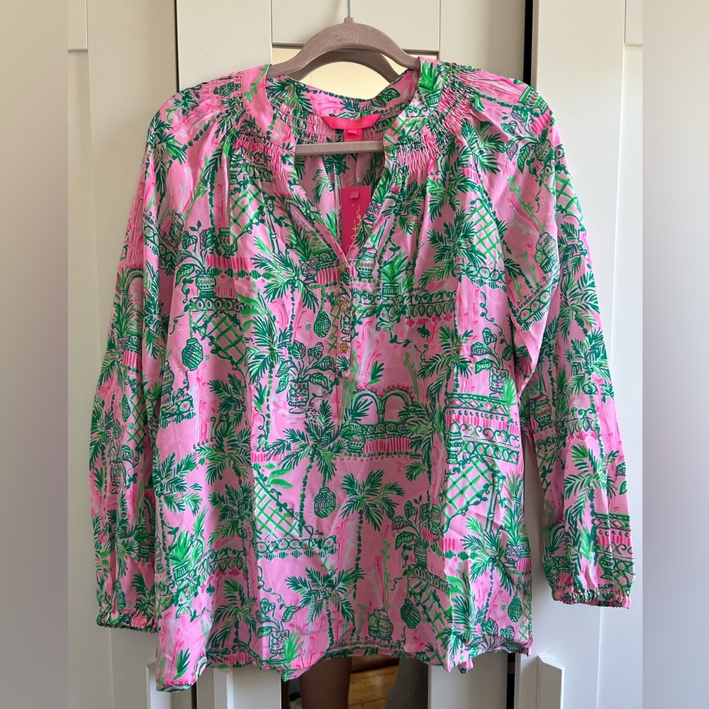Lilly Pulitzer Elsa Silk Top in Mandevilla Baby Always Worth It